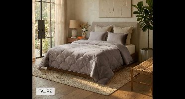 Eazy Dekbed Met 100% Perkal Katoenen Tijk 200 x 200 cm Taupe