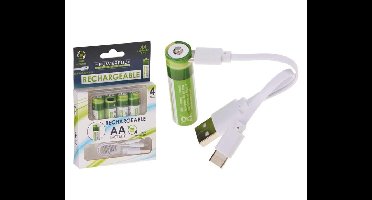 4-PACK USB-C Oplaadbare Batterijen AA