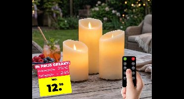 UITVERKOOP: 3-PACK Oplaadbare LED Kaarsen Crème