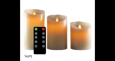 3-PACK Oplaadbare LED Kaarsen Taupe