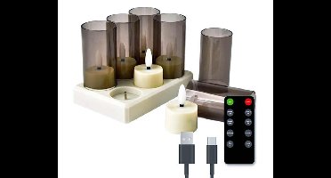 Set Van 6 Oplaadbare Waxine Lichtjes 6-Pack
