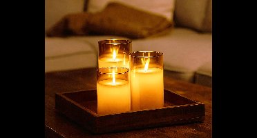 Smoked Glass Elektrische Kaarsen Zilver