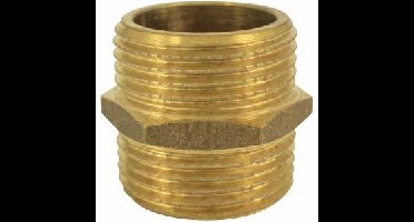 Messing dubbele nippel met buitendraad 1 1/4 inch