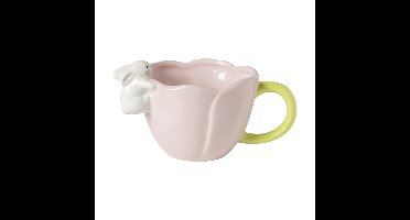 Mok met konijntje - roze/groen - ø12x10.2 cm