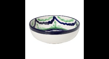 Schaaltje flor plat - groen/blauw - ø14 cm