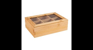 Bamboe theekistje - 6 vakken - 23x16x8 cm