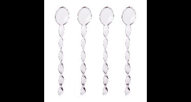 Theelepels roze - glas - set van 4