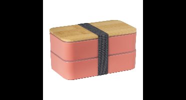 Lunchbox dubbel - roze - 9.5x18.5x10.5 cm