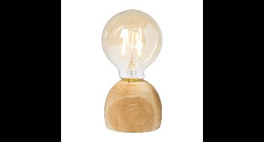 LED lamp houten voet - hout/glas - ø8x13.5 cm
