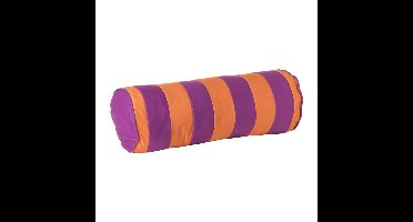 Bolster kussen met strepen - paars/oranje - ø18x45 cm