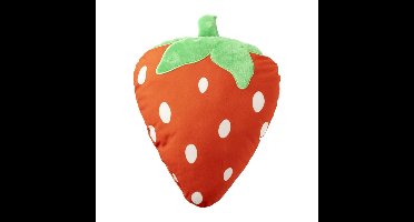 Kussen aardbei - rood/groen - 37x28 cm