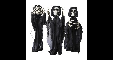 Halloween decoratie stekers skelet - zwart - 60 cm - set van 3