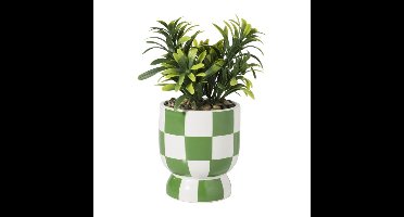 Kunstplantje geblokt - groen - ø8x17 cm