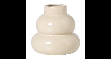 Vaas tweelaags - beige - ø16x17 cm