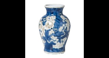 Vaas bloemenprint middel - blauw - ø9.5x15 cm