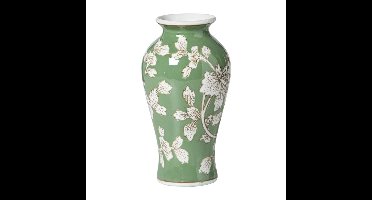 Vaas bloemenprint groot - groen - ø9x17.5 cm