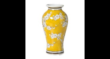 Vaas bloemenprint groot - geel - ø9x17.5 cm