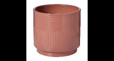 Bloempot lijnen - roze - ø19x17 cm