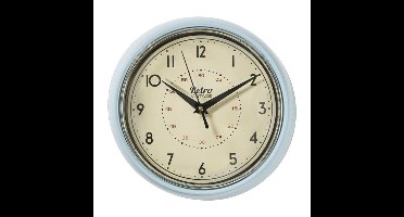 Wandklok retro - lichtblauw - Ø24x6.5 cm