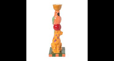 Kandelaar luipaard en vogel - multikleur - 25.8 cm