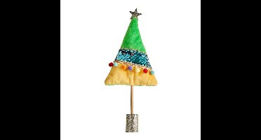 Kerstboom pompom - groen - 38 cm hoog