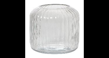 Windlicht ribbel klein - grijs - ø17.7x15.3 cm