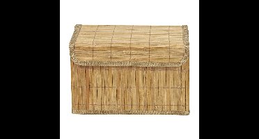 Opbergmand met deksel - bamboe - 20x33x22 cm