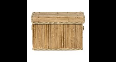Opbergmand met deksel klein - bamboe - 18x28x17 cm