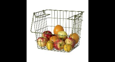 Metalen stapelmand - groen - 26x31.5x31 cm