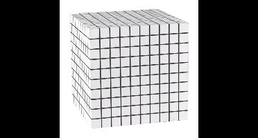 Bijzettafel kubus checks - wit - 30x30x30 cm