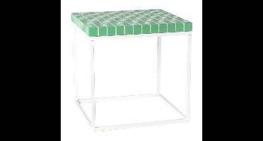 Bijzettafel checks met metalen frame - groen - 36x36x36 cm