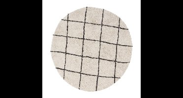Vloerkleed berber rond - zwart/beige - ø120 cm
