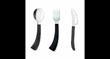 Amefa bestek set 3 delig gebogen rechts lepel en vork en mes recht