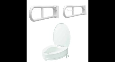 Secucare set S6 toiletbeugels opklapbaar 800mm met wc verhoger met deksel 100mm