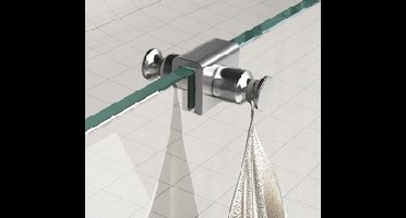 Xellanz Dubbele handdoekhaak voor douchewand chroom