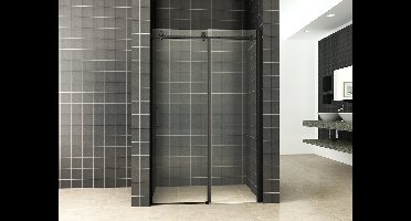 Xellanz schuifbare nisdeur 2-d. mat-zwart 1100x2000 chr.8mm NANO