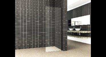 Xellanz zijwand tbv schuifbare nisdeur mat-zwart 90 cm 8 mm Nano